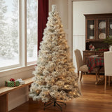 4.5' White Pre Lit Full Flocked Spruce Christmas Tree