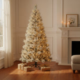 6' White Pre Lit Full Flocked Spruce Christmas Tree