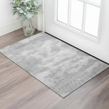 3' X 5' Silver And Gray Abstract Washable Area Rug With UV Protection