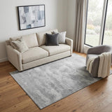 5' X 8' Silver And Gray Abstract Washable Area Rug With UV Protection