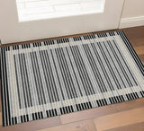 3' X 5' Black Gray And Silver Striped Washable Area Rug With UV Protection