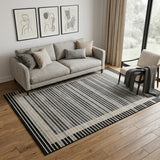 5' X 8' Black Gray And Silver Striped Washable Area Rug With UV Protection