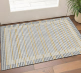 3' X 5' Gray Gold And Silver Striped Washable Area Rug With UV Protection