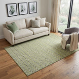 5' X 8' Artichoke Green Gray And Silver Striped Washable Area Rug With UV Protection