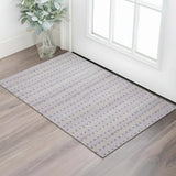 3' X 5' Lavender Gold And Gray Striped Washable Area Rug With UV Protection