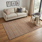 5' X 8' Rust Blue And Gold Striped Washable Area Rug With UV Protection
