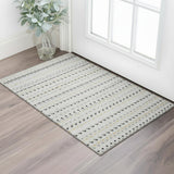 3' X 5' Silver Gray And Gold Striped Washable Area Rug With UV Protection
