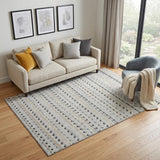 5' X 8' Silver Gray And Gold Striped Washable Area Rug With UV Protection