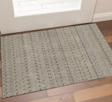 3' X 5' Taupe Copper And Gold Striped Washable Area Rug With UV Protection