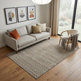 5' X 8' Taupe Copper And Gold Striped Washable Area Rug With UV Protection