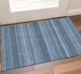 3' X 5' Denim Blue Gray And Sky Blue Striped Washable Area Rug With UV Protection