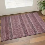 3' X 5' Burgundy Merlot And Pink Striped Washable Area Rug With UV Protection