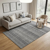 5' X 8' Gray Silver And Charcoal Striped Washable Area Rug With UV Protection