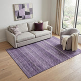 5' X 8' Lavender And Lilac Striped Washable Area Rug With UV Protection