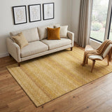 5' X 8' Wheat Gold And Beige Striped Washable Area Rug With UV Protection