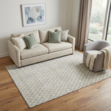 5' X 8' Beige And Ivory Geometric Washable Area Rug With UV Protection