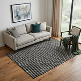 5' X 8' Black Gray And Silver Geometric Washable Area Rug With UV Protection