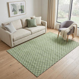 5' X 8' Green Gray And Ivory Geometric Washable Area Rug With UV Protection