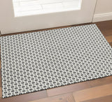 3' X 5' Ivory Black And Gray Geometric Washable Area Rug With UV Protection