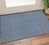 3' X 5' Navy Blue Gray And Silver Geometric Washable Area Rug With UV Protection