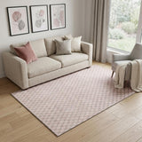 5' X 8' Pink Ivory And Gray Geometric Washable Area Rug With UV Protection