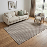 5' X 8' Taupe Brown And Ivory Geometric Washable Area Rug With UV Protection