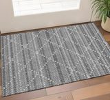 3' X 5' Gray Silver And Charcoal Geometric Washable Area Rug With UV Protection