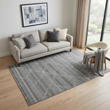 5' X 8' Gray Silver And Charcoal Geometric Washable Area Rug With UV Protection
