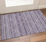 3' X 5' Purple Gray And Ivory Geometric Washable Area Rug With UV Protection