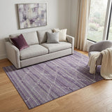 5' X 8' Purple Gray And Ivory Geometric Washable Area Rug With UV Protection