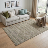 5' X 8' Taupe Brown And Ivory Geometric Washable Area Rug With UV Protection
