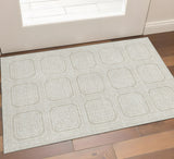 3' X 5' Beige Ivory And Taupe Geometric Washable Area Rug With UV Protection