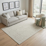 5' X 8' Beige Ivory And Taupe Geometric Washable Area Rug With UV Protection