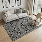5' X 8' Black Ivory And Gray Geometric Washable Area Rug With UV Protection