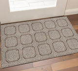 3' X 5' Brown Beige And Taupe Geometric Washable Area Rug With UV Protection