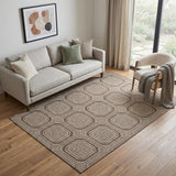 5' X 8' Brown Beige And Taupe Geometric Washable Area Rug With UV Protection