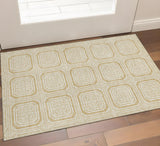 3' X 5' Gold And Ivory Geometric Washable Area Rug With UV Protection