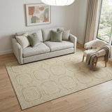 5' X 8' Gold And Ivory Geometric Washable Area Rug With UV Protection