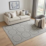 5' X 8' Gray And Ivory Geometric Washable Area Rug With UV Protection