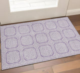 3' X 5' Lavender And Ivory Geometric Washable Area Rug With UV Protection