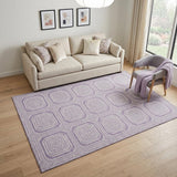 5' X 8' Lavender And Ivory Geometric Washable Area Rug With UV Protection