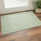 3' X 5' Mint Green And Ivory Geometric Washable Area Rug With UV Protection