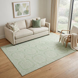 5' X 8' Mint Green And Ivory Geometric Washable Area Rug With UV Protection