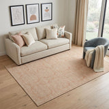 5' X 8' Peach And Ivory Geometric Washable Area Rug With UV Protection