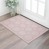 3' X 5' Pink And Ivory Geometric Washable Area Rug With UV Protection