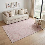 5' X 8' Pink And Ivory Geometric Washable Area Rug With UV Protection