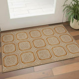 3' X 5' Terra Cotta And Ivory Geometric Washable Area Rug With UV Protection