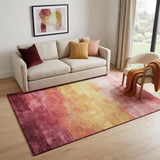 5' X 8' Blush Orange And Pink Striped Washable Area Rug With UV Protection