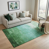 5' X 8' Green And Teal Striped Washable Area Rug With UV Protection