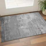 3' X 5' Gray Silver And Charcoal Striped Washable Area Rug With UV Protection